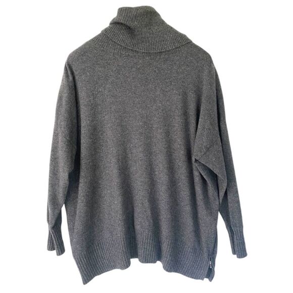 Pure Collection 100% Cashmere Oversized Turtleneck Sweater Side Zip Gray M - Picture 3 of 8